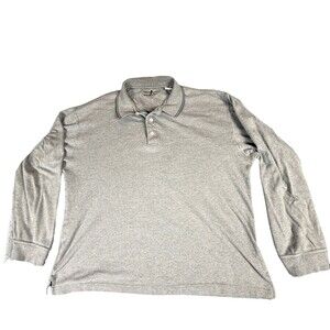 T.Harris London Polo Shirt Mens XL Gray Pima Cotton Rugby Collared Long Sleeve